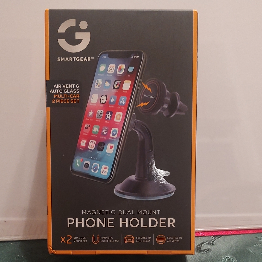 SmartGear Black Magnetic Dual Mount Phone Holder